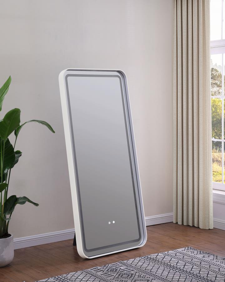 Glendora - LED Standing Mirror Bluetooth Speakers - Pearl Silver