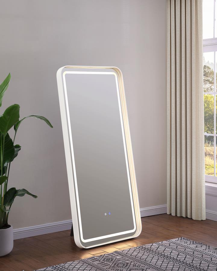 Glendora - LED Standing Mirror Bluetooth Speakers - Pearl Silver