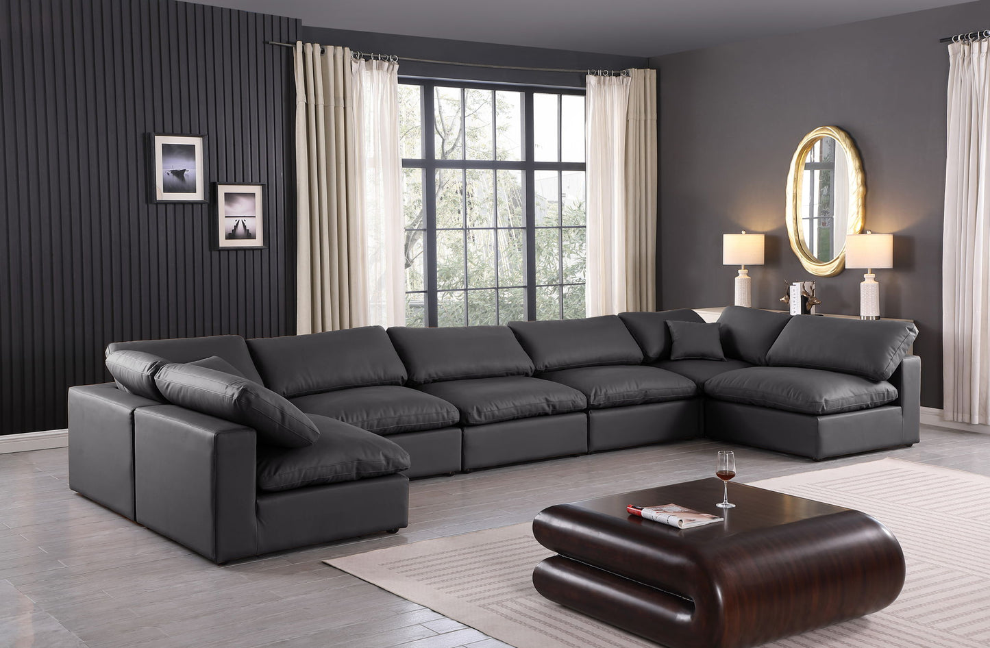 Comfy - 7 Piece Faux Leather Modular Armless Sectional
