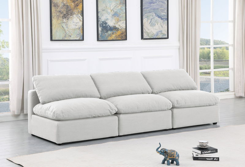 Indulge - Linen 3 Piece Modular Armless Sofa - White