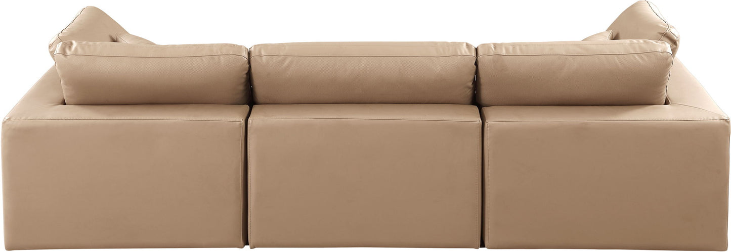 Comfy - Faux Leather Modular Sofa 3 Seats - Tan