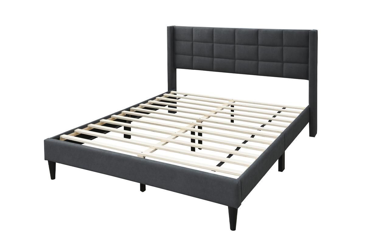 Charcoal Linen Queen Bed