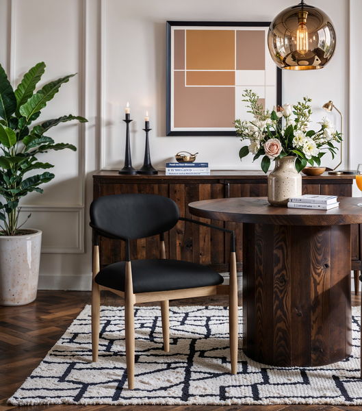 Riccio - Faux Leather Dining Arm Chair (Set of 2) - Natural Frame