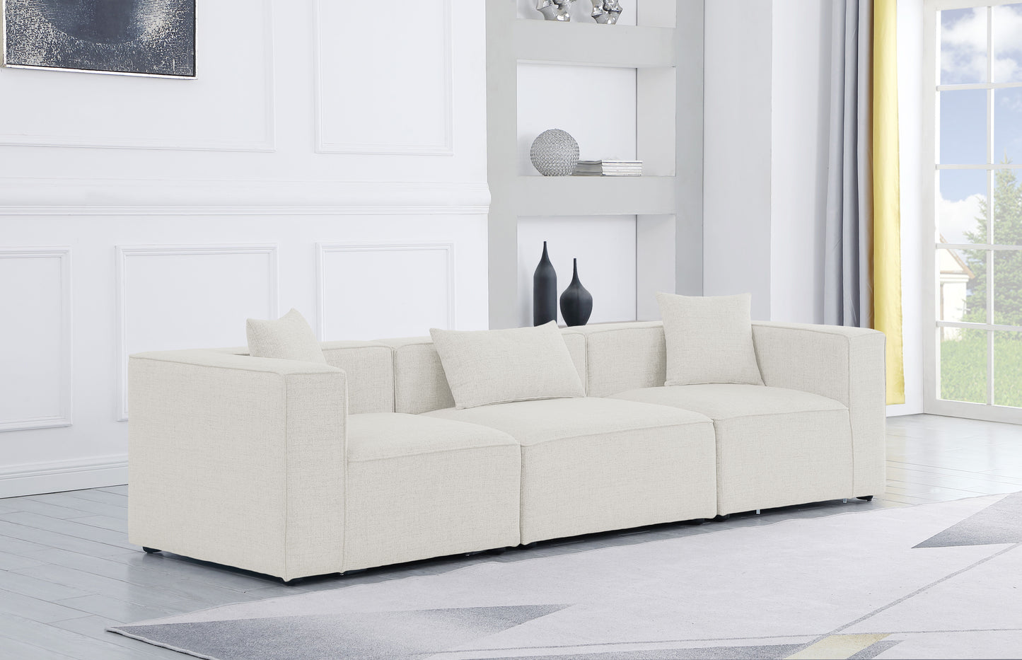 Cube - Linen Modular 3 Seat Sofa