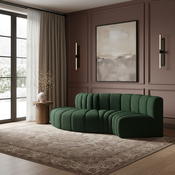 Arc - Boucle Fabric 4 Piece L-Shaped Modular Sofa