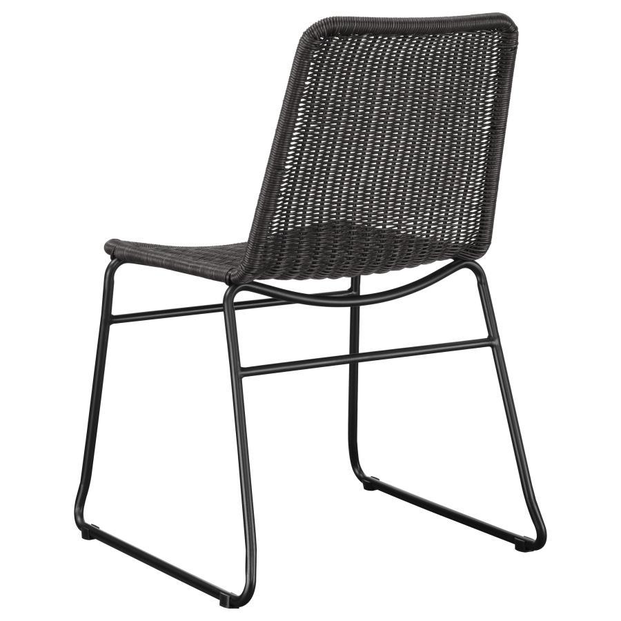 Aviano - 5 Piece Round Glass Top Dining Table Set With Rattan Chairs - Gunmetal