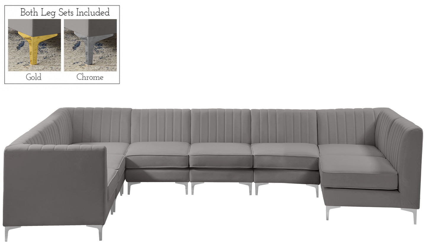 Alina - 8 Piece Velvet Modular Sectional