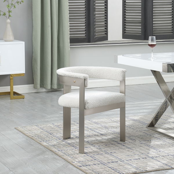 Romeo - Boucle Dining Chair With Silver Base (Set of 2)