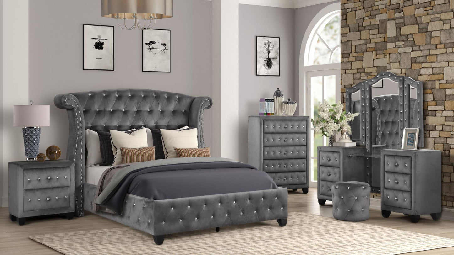 Gray Vanity Sophia - King 4 Piece Bedroom Set