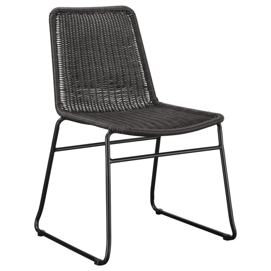 Aviano - 5 Piece Round Glass Top Dining Table Set With Rattan Chairs - Gunmetal