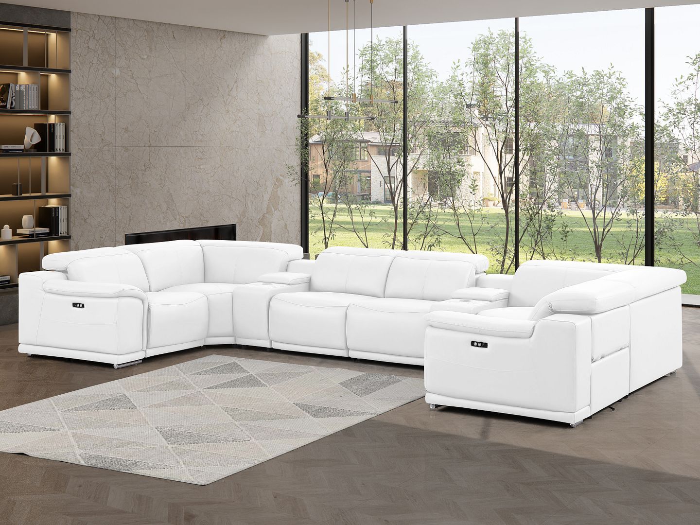 2679 - 8-Piece U-Shaped Power Reclining Sectional In Genuine Leather (2 Recliners)