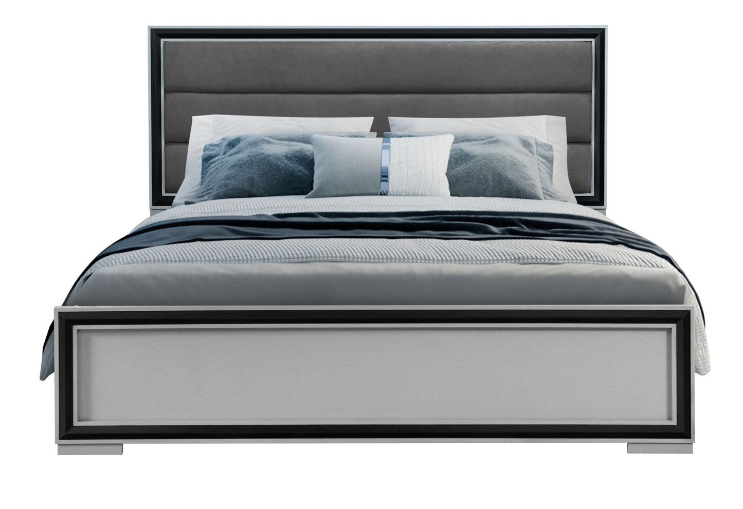 Amelia - Full Bed With LED - Gray Black