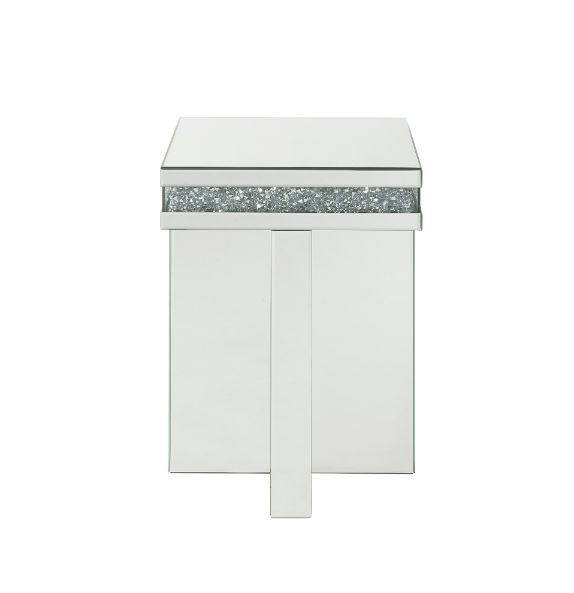 Noralie - 24"H End Table - Mirrored & Faux Diamonds