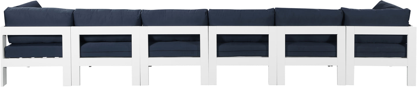 Nizuc - Outdoor Patio 6 Seat Modular Sofa With White Frame