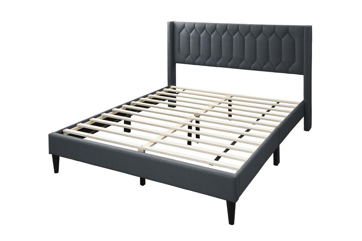 Charcoal Burlap Queen Bed