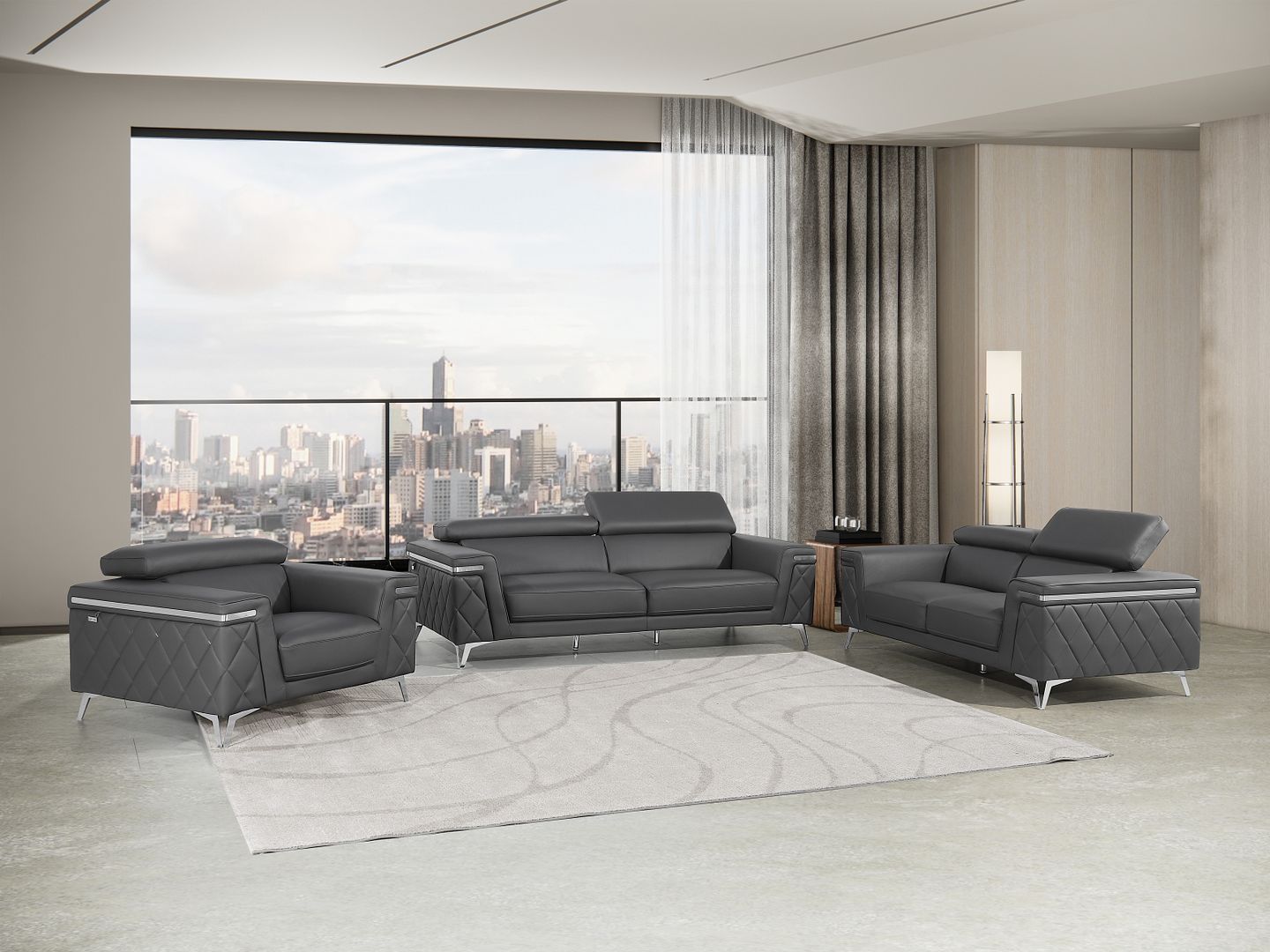 1140 - 3-Piece Sofa Set With Adjustable Headrest