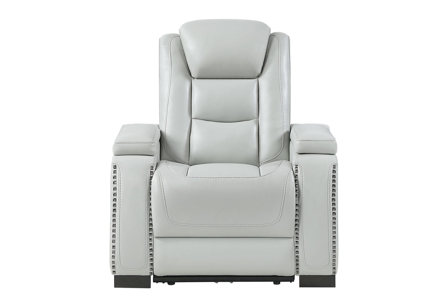 U8609 - Recliner With Power Headrest, LED And Bookshelf Arm - Gray