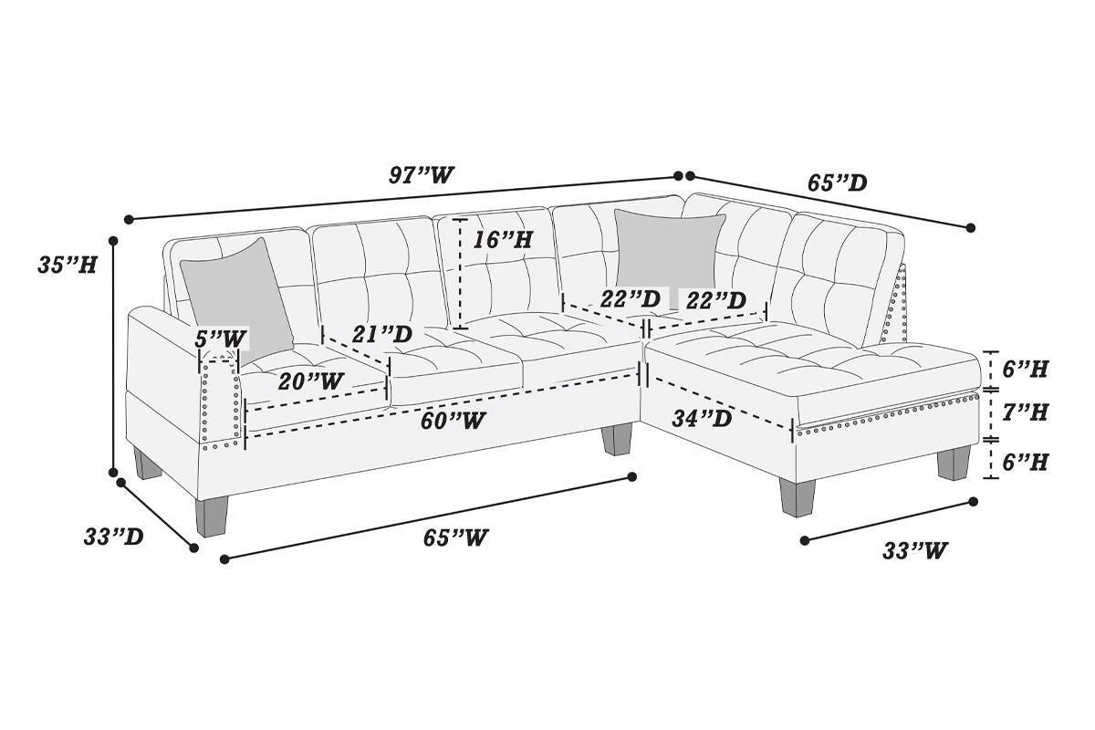 Tweed Mushroom 2 Piece Sectional Sofa