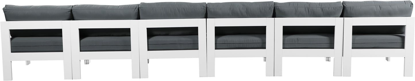 Nizuc - Outdoor Patio 6 Seat Armless Modular Sofa With White Frame