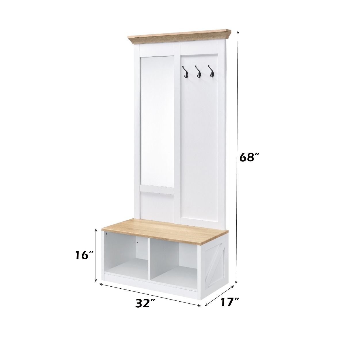 Melati - Hall Tree - Light Oak & White