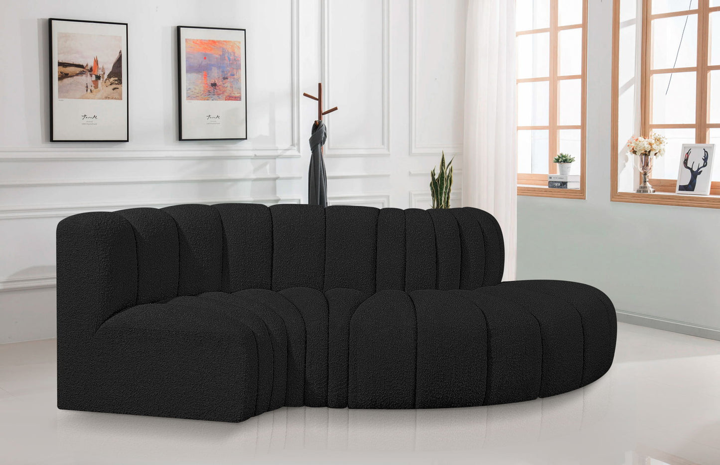 Arc - Boucle Fabric 4 Piece L-Shaped Modular Sofa