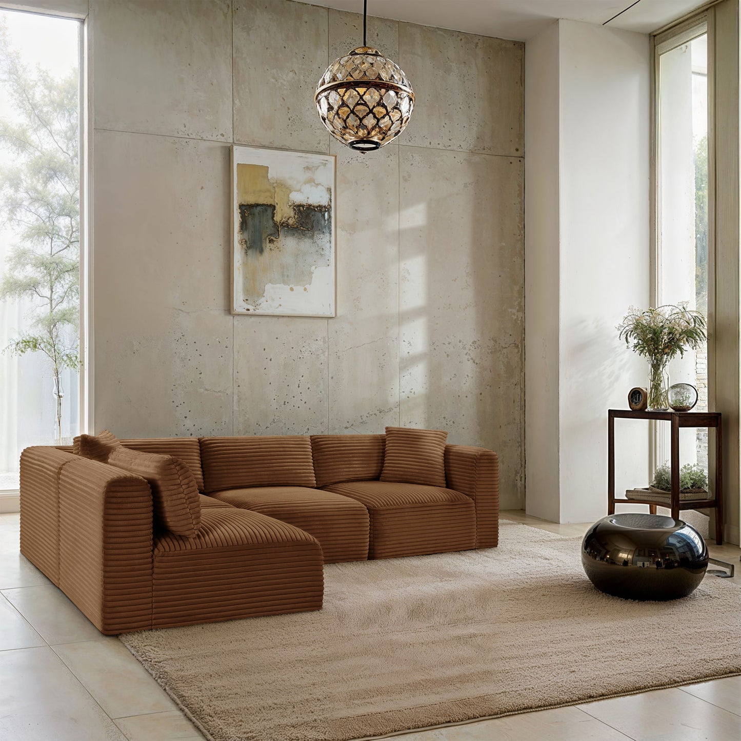 Shaggy - Fabric 4 Piece Modular Sectional