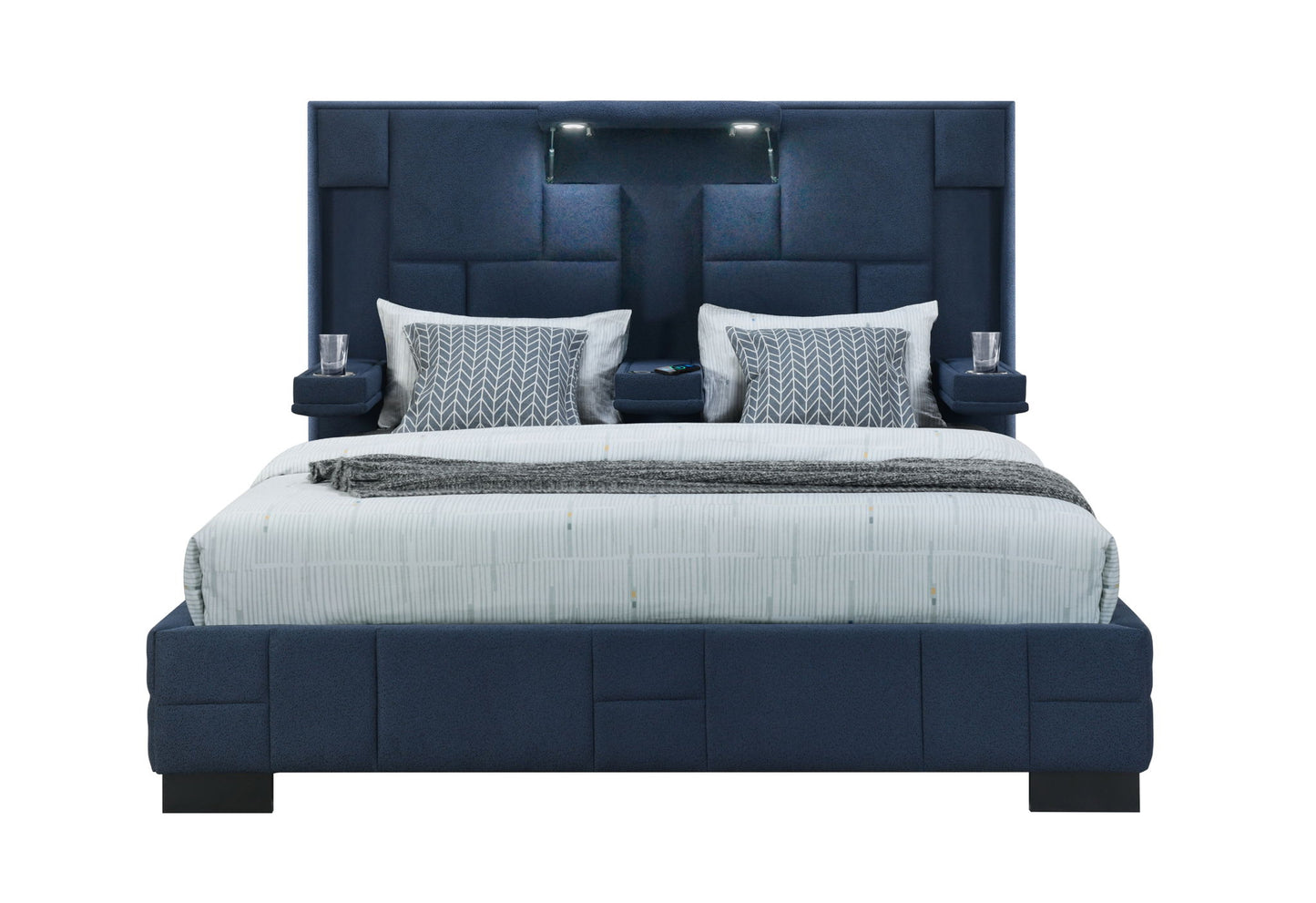 Oscar - King Bed Without Wood Trim - Navy Blue