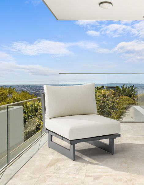 Maldives - Water Resistant Outdoor Patio Armless Chair With Gray Frame