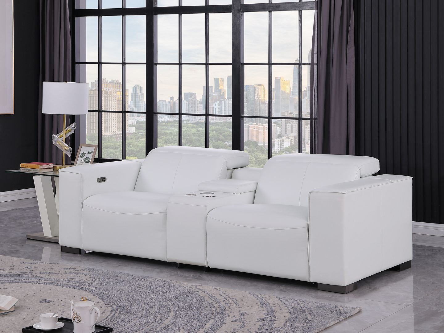 1208 - Dual Power Reclining Console Loveseat