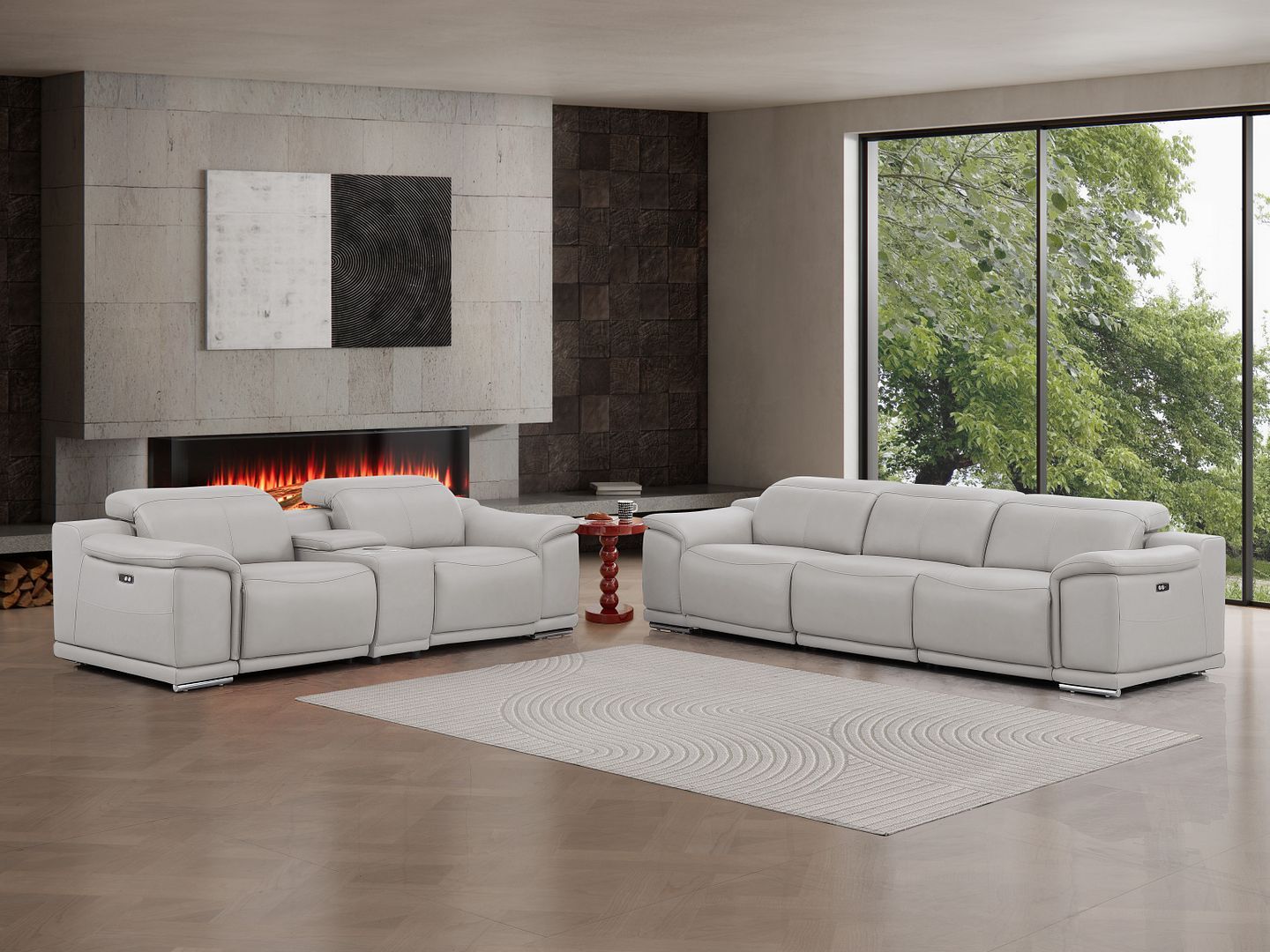 2679 - Genuine Leather Reclining Set (Sofa And Loveseat With 5 Power Recliners)