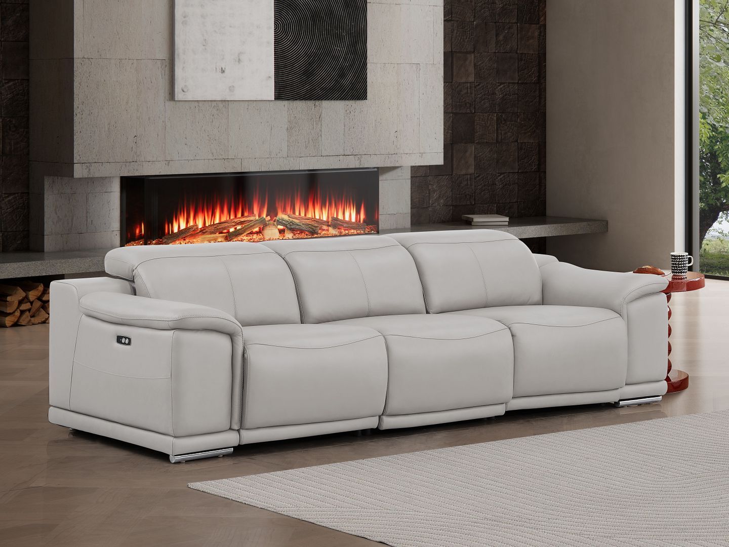 2679 - Genuine Leather Sofa With Dual Power Recliners