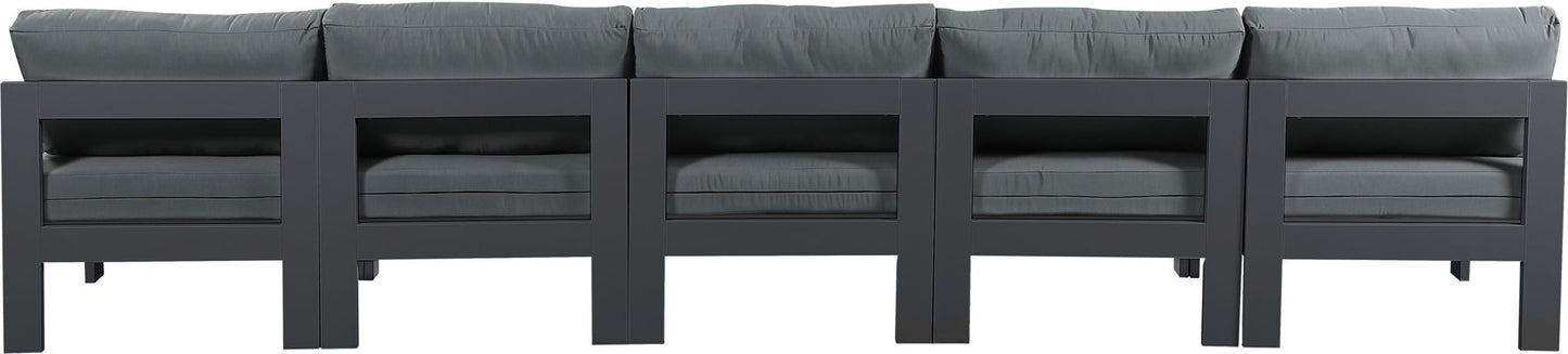Nizuc - Outdoor Patio 5 Seat Modular Armless Sofa With Gray Frame