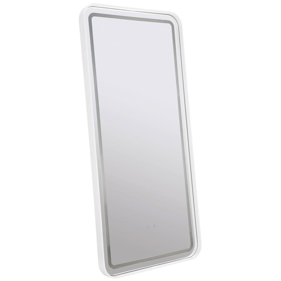 Glendora - LED Standing Mirror Bluetooth Speakers - Pearl Silver