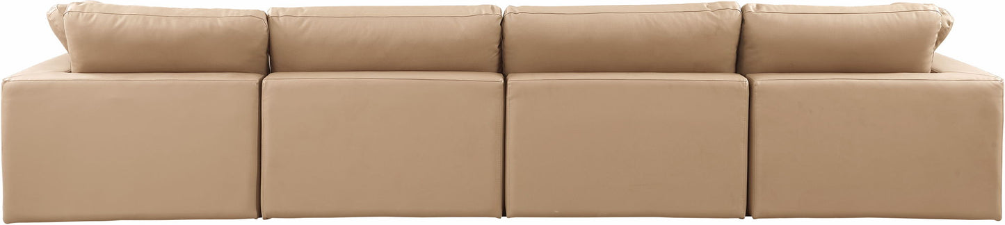 Comfy - Faux Leather Modular Sofa 4 Seats - Tan