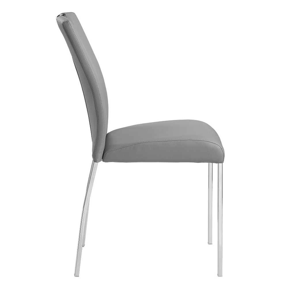 Pagan - Side Chair (Set of 2) - Gray Synthetic Leather & Chrome