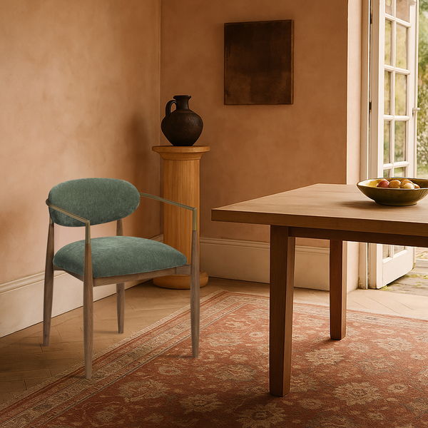 Riccio - Fabric Dining Arm Chair (Set of 2) - Walnut Frame