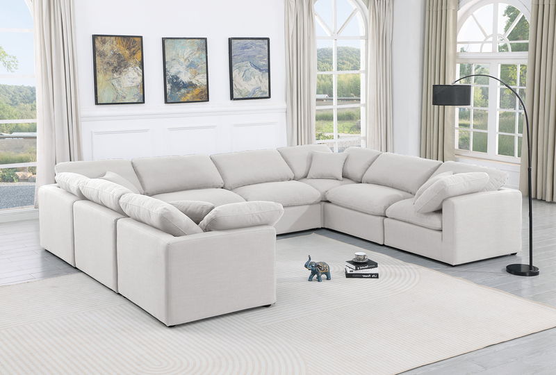 Indulge - Linen 8 Piece Modular Sectional - White