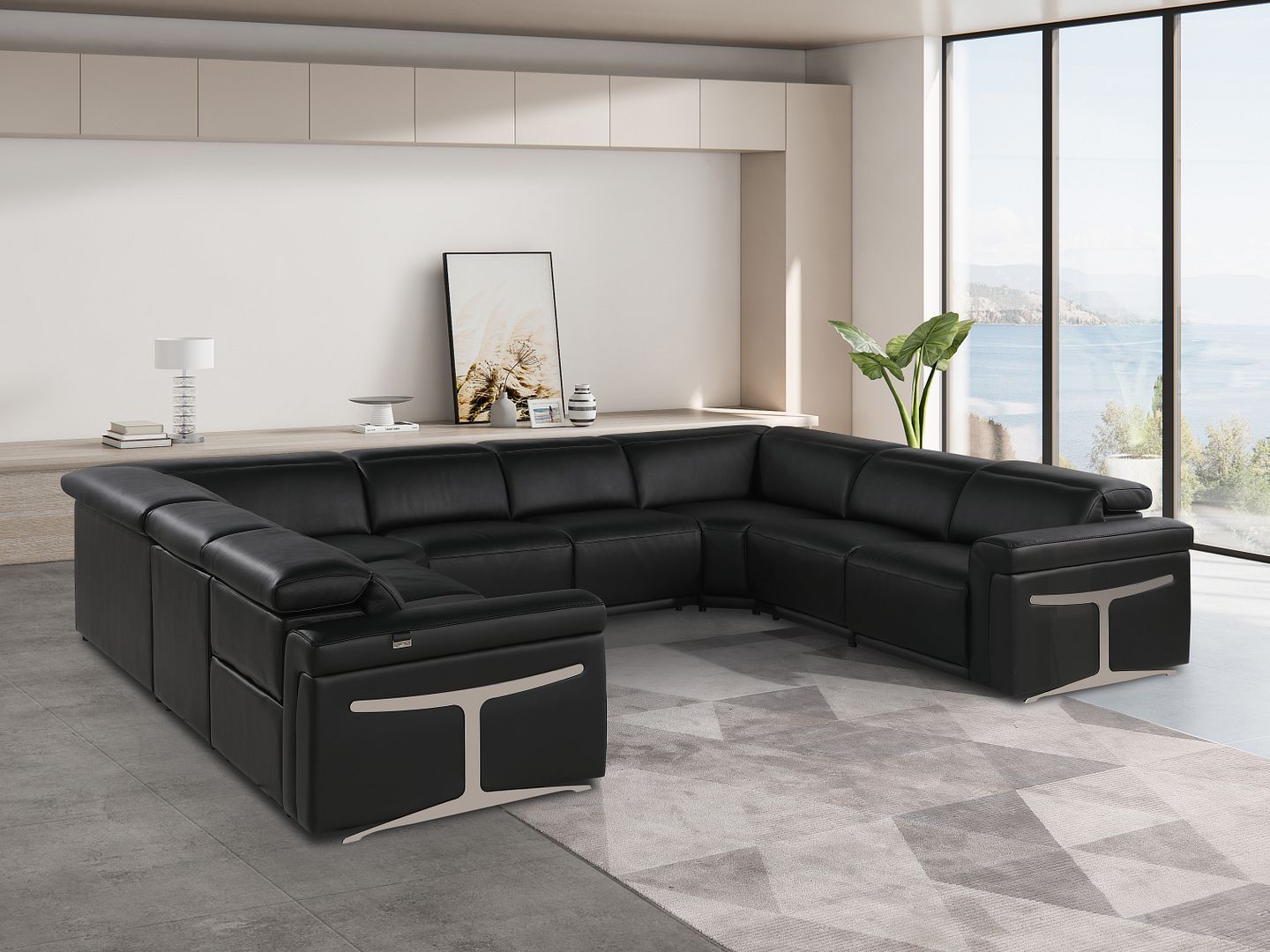 1126 - 8-Piece U-Shaped Sectional Sofa In With 4 Power Recliners & Power Headrests