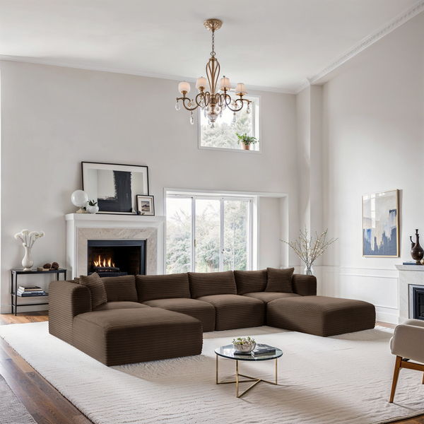 Shaggy - 6 Piece Modular Sectional With 2 Ottomans