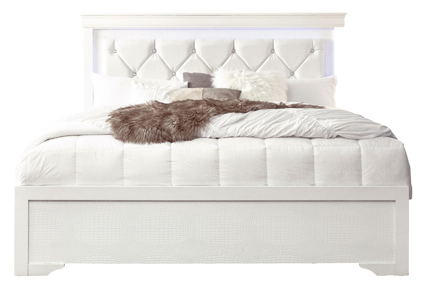 Pompei - Queen Bed - Metallic White
