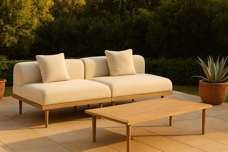 Laguna - 2 Piece Resilient Water Resistant Fabric 71" Outdoor Patio Armless Modular Loveseat