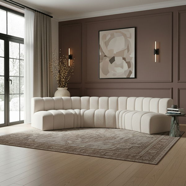 Arc - Boucle Fabric 5 Piece U-Shaped Modular Sofa