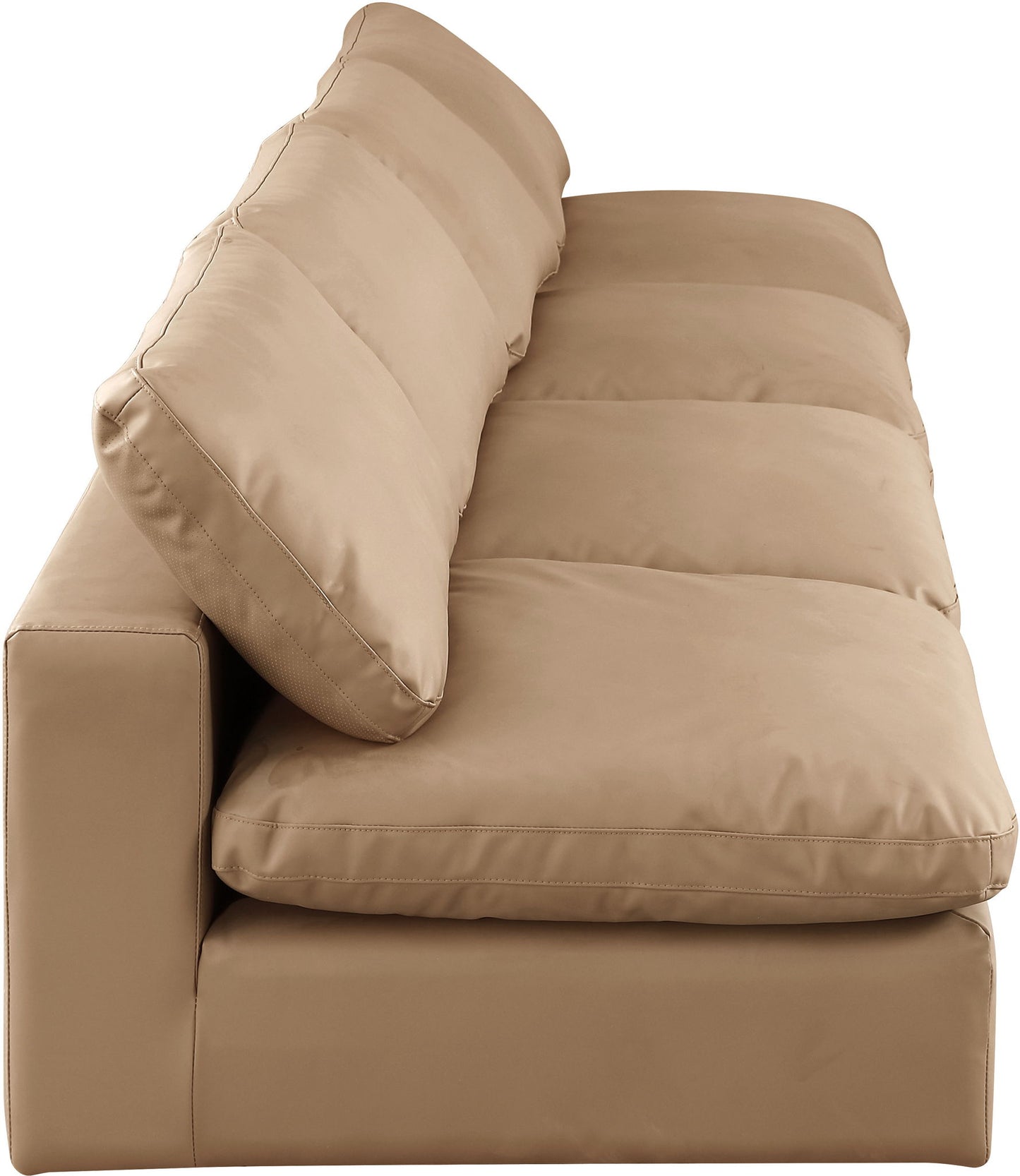 Comfy - Faux Leather Modular Armless Sofa 4 Pieces - Tan