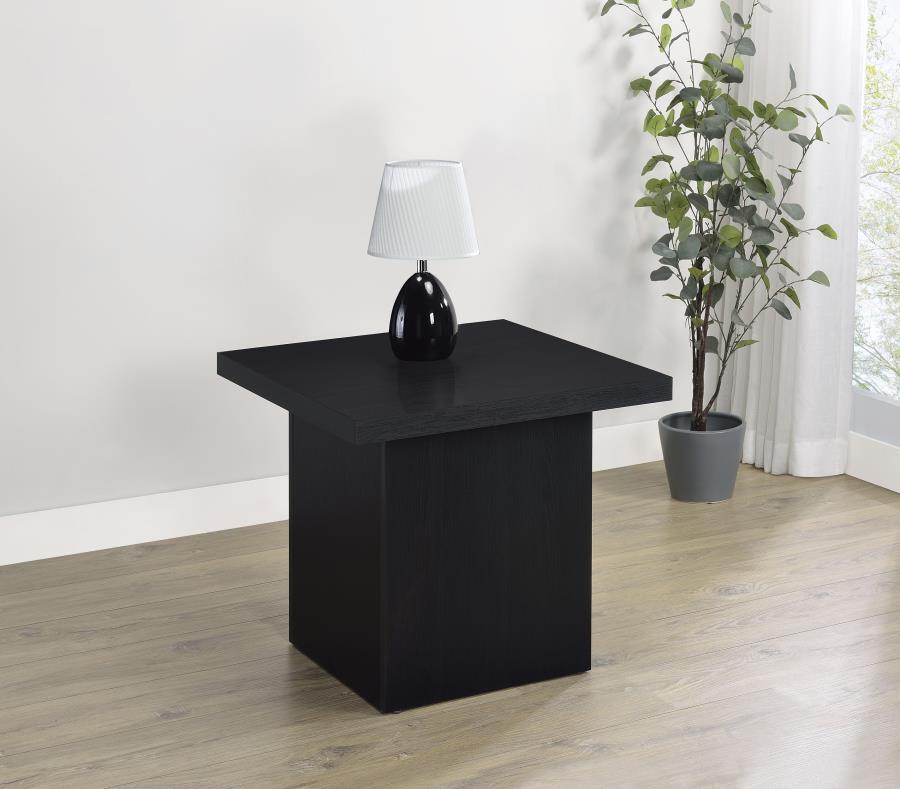 Devar - Square Engineered Laminate End Side Table - Black