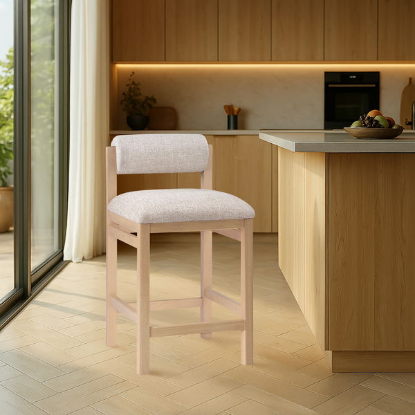 Roundhill - Fabric Counter Stool - Natural Frame