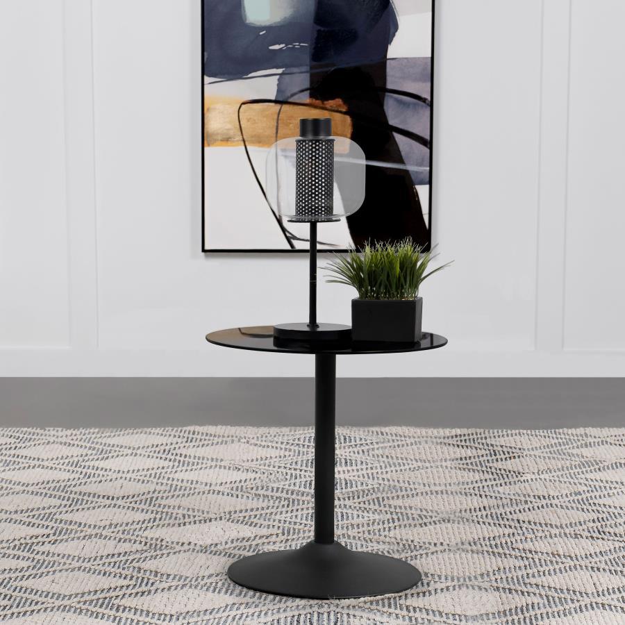 Ganso - Round Metal Coffee Table With Tempered Glass Top