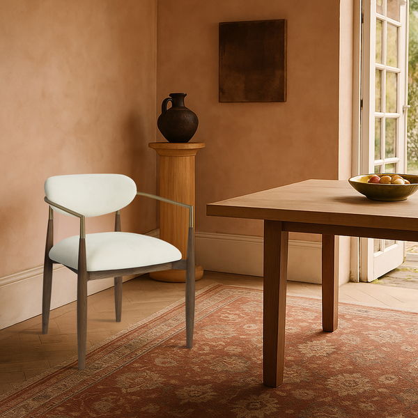 Riccio - Fabric Dining Arm Chair (Set of 2) - Walnut Frame