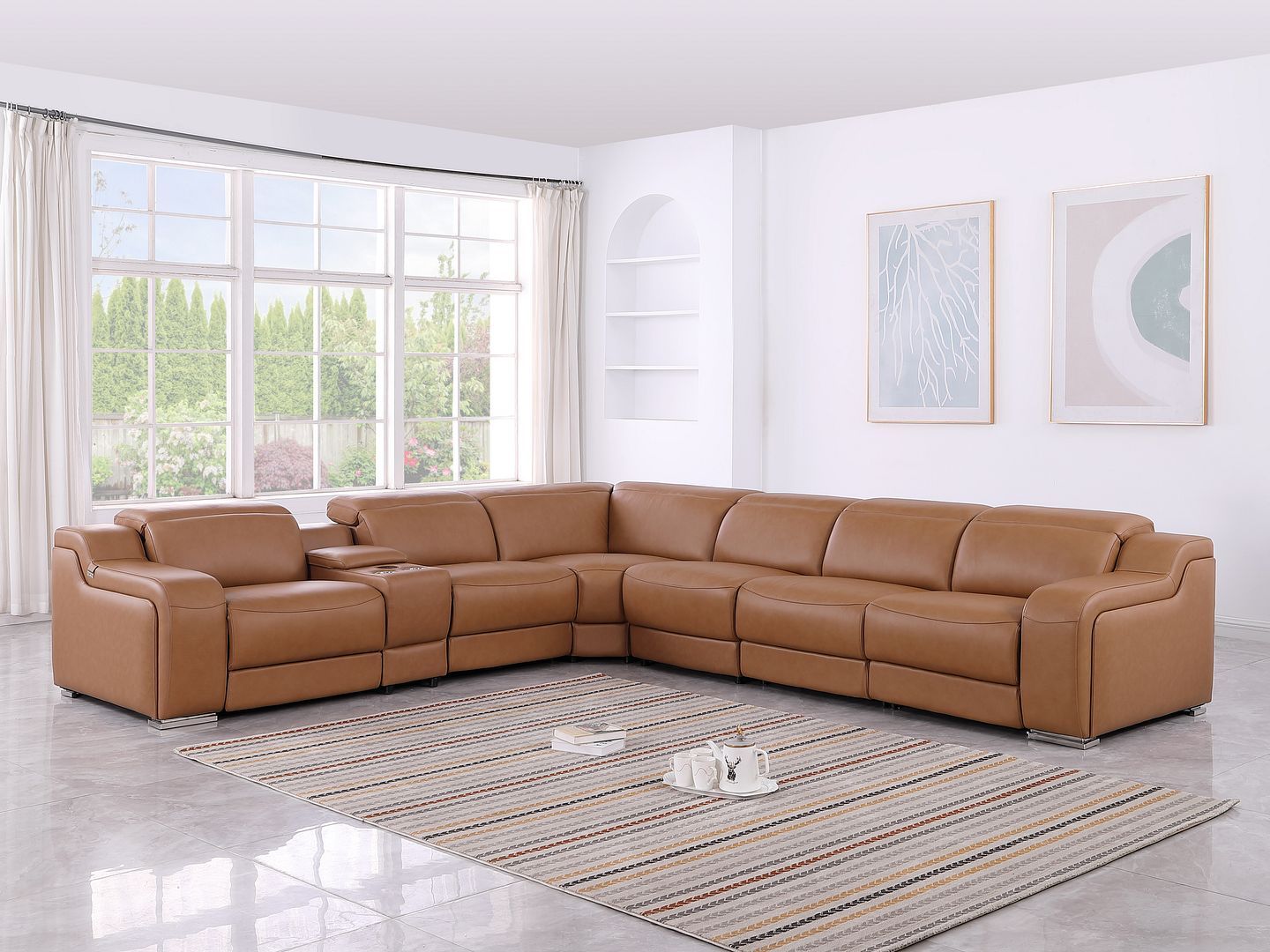 1116 - 7-Piece L-Shaped Sectional Sofa In With 3 Power Recliners & Power Headrests