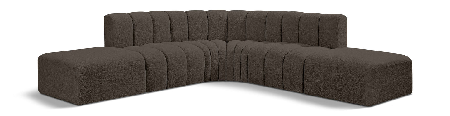 Arc - Boucle Fabric 6 Piece Corner Modular Sofa