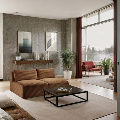 Shaggy - Fabric 2 Seat Modular Armless Sofa